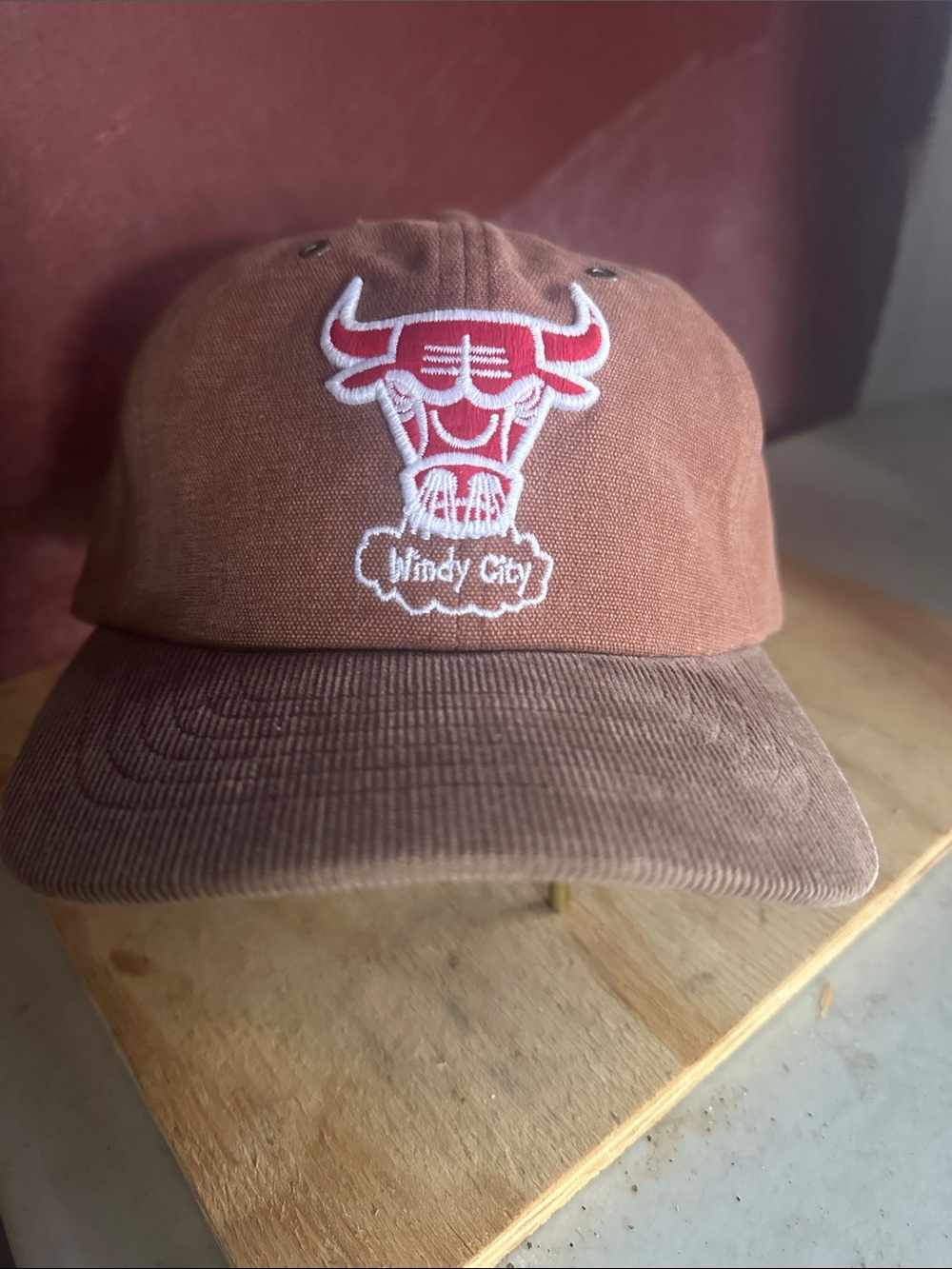Brown Chicago Bulls curved strap back hat cap new curved nba sports